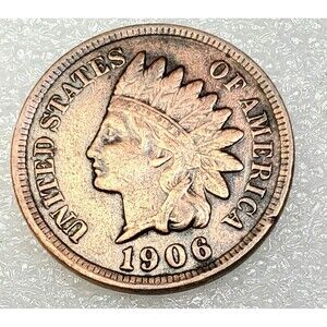 1906 Indian Head Cent | Vintage US Copper Penny | Circulated Ungraded Coin